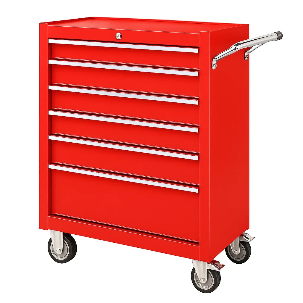 Werkzeugwagen mit 7 Schubladen aus Metall, Rot, 70x33x77 cm