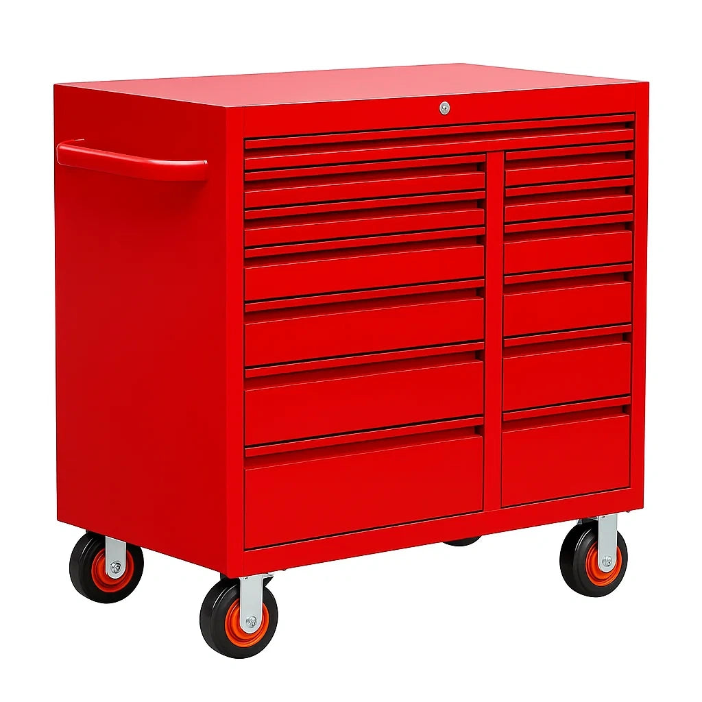 Stahl Werkzeugschrank mit Rollen Rot 88cm x 46cm x 91cm