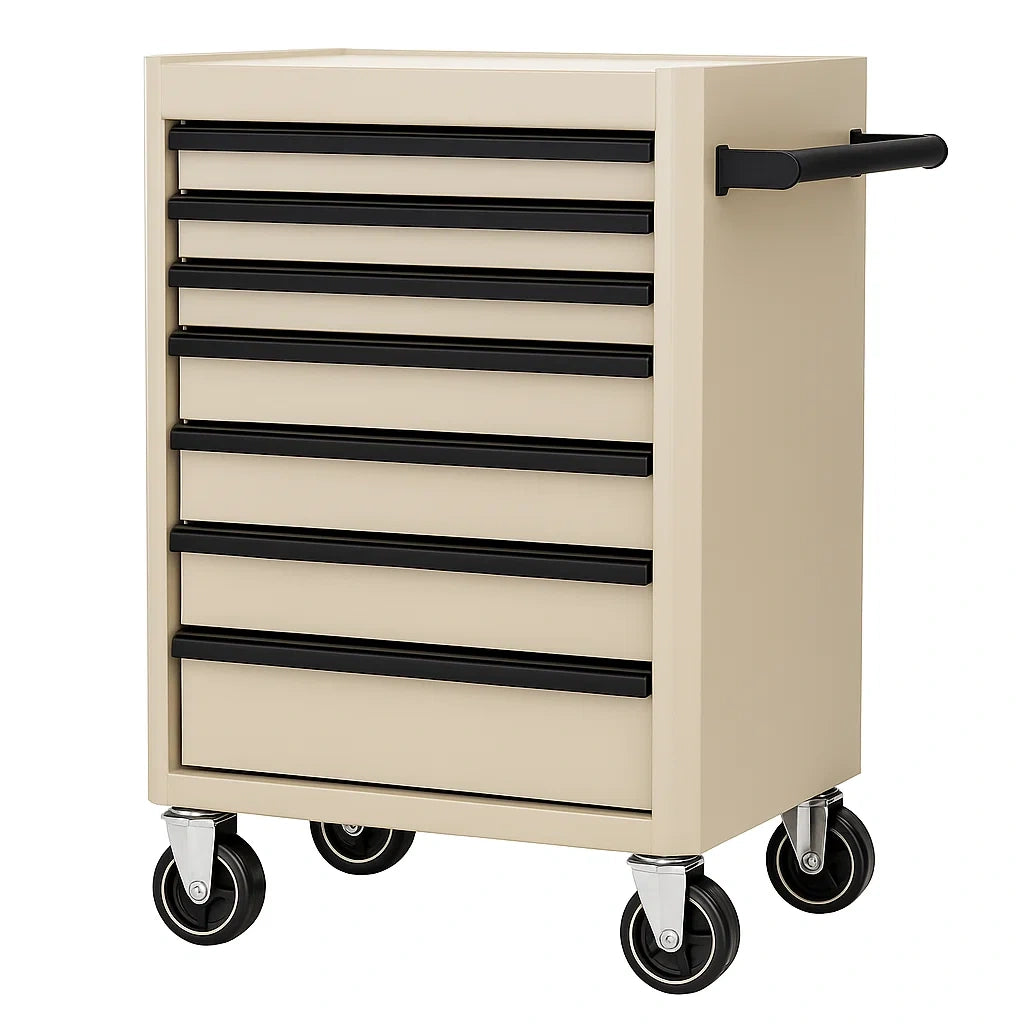 Rollwagen mit 7 Schubladen Beige Stahl