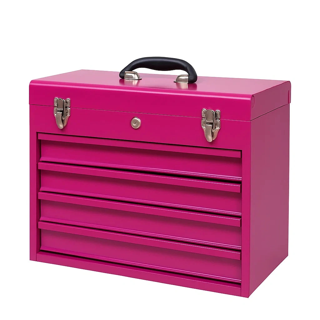 Metall Werkzeugkasten Rosa mit 4 Schubladen