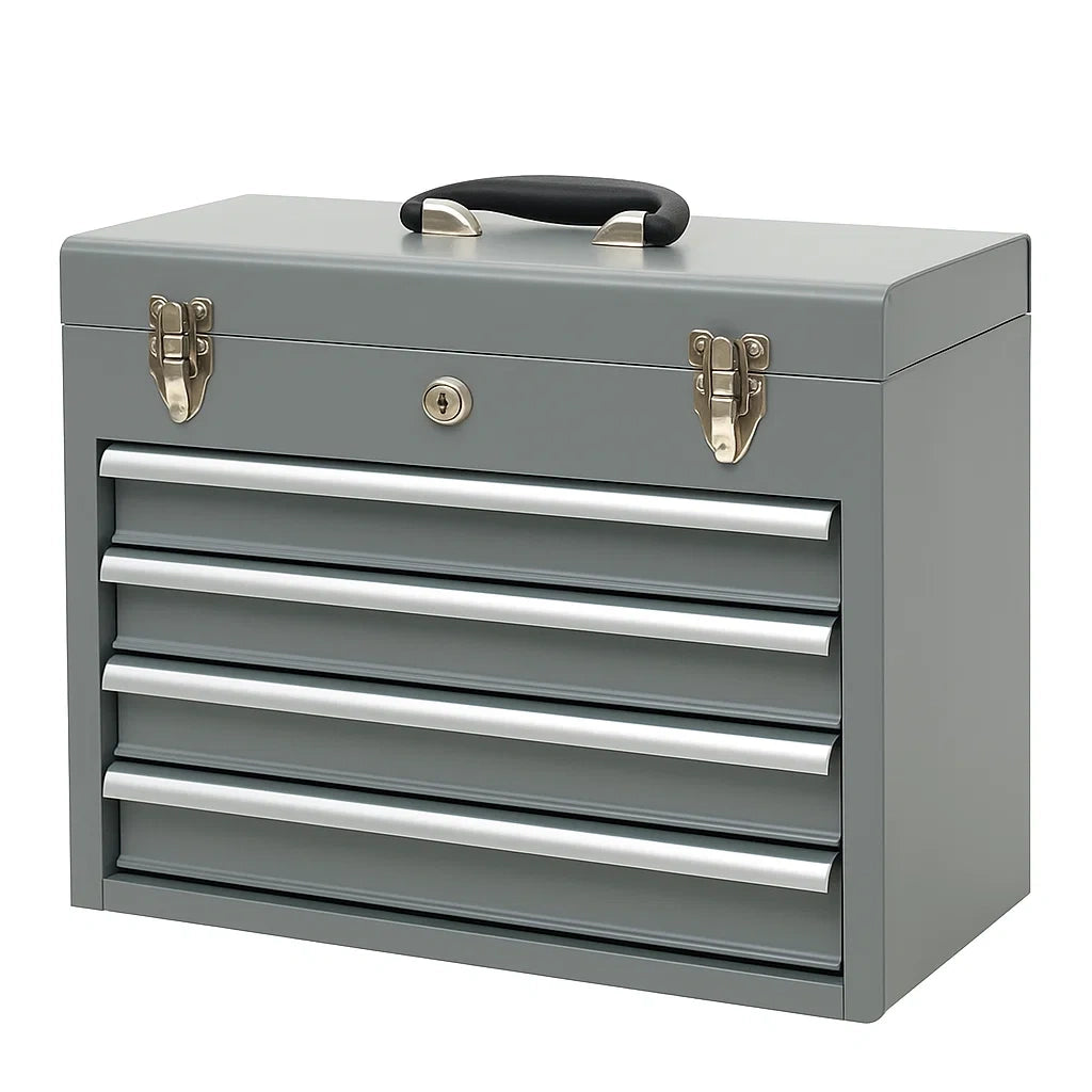 Metall Werkzeugkasten mit 4 Schubladen Grau 51x22x41cm
