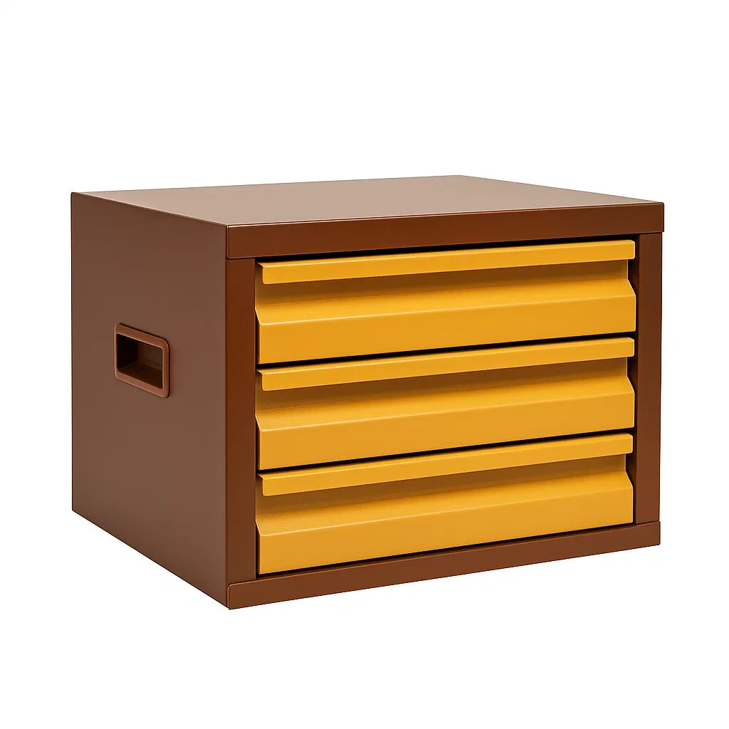 Metall Werkzeugschrank mit 4 Schubladen Braun Gelb 40x30x35cm