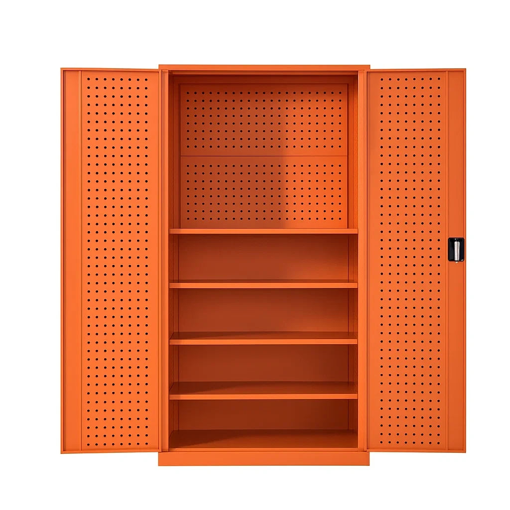 Stahlschrank mit Lochblechtüren 180x90x40 cm Orange