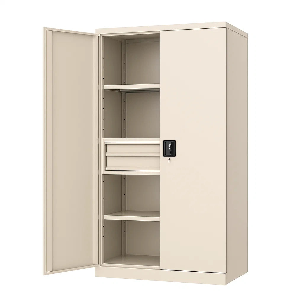 Metallschrank Beige mit Schloss und Regalen