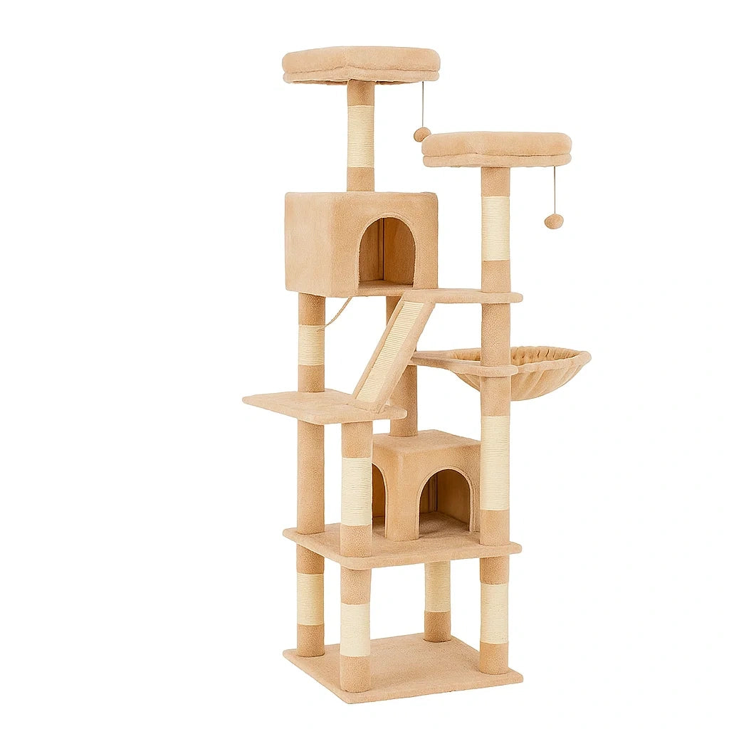 Kratzbaum für Katzen Beige Plüsch Sisal
