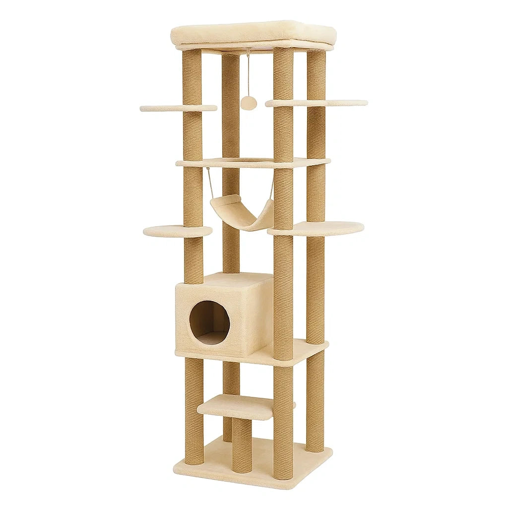 Kratzbaum für Katzen Beige MDF Polyester 203 cm