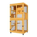 Katzenkäfig aus Holz und Stahl mit Rollen
