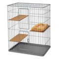 Stahl Katzenkäfig mit 3 Ebenen und Holzböden Grau