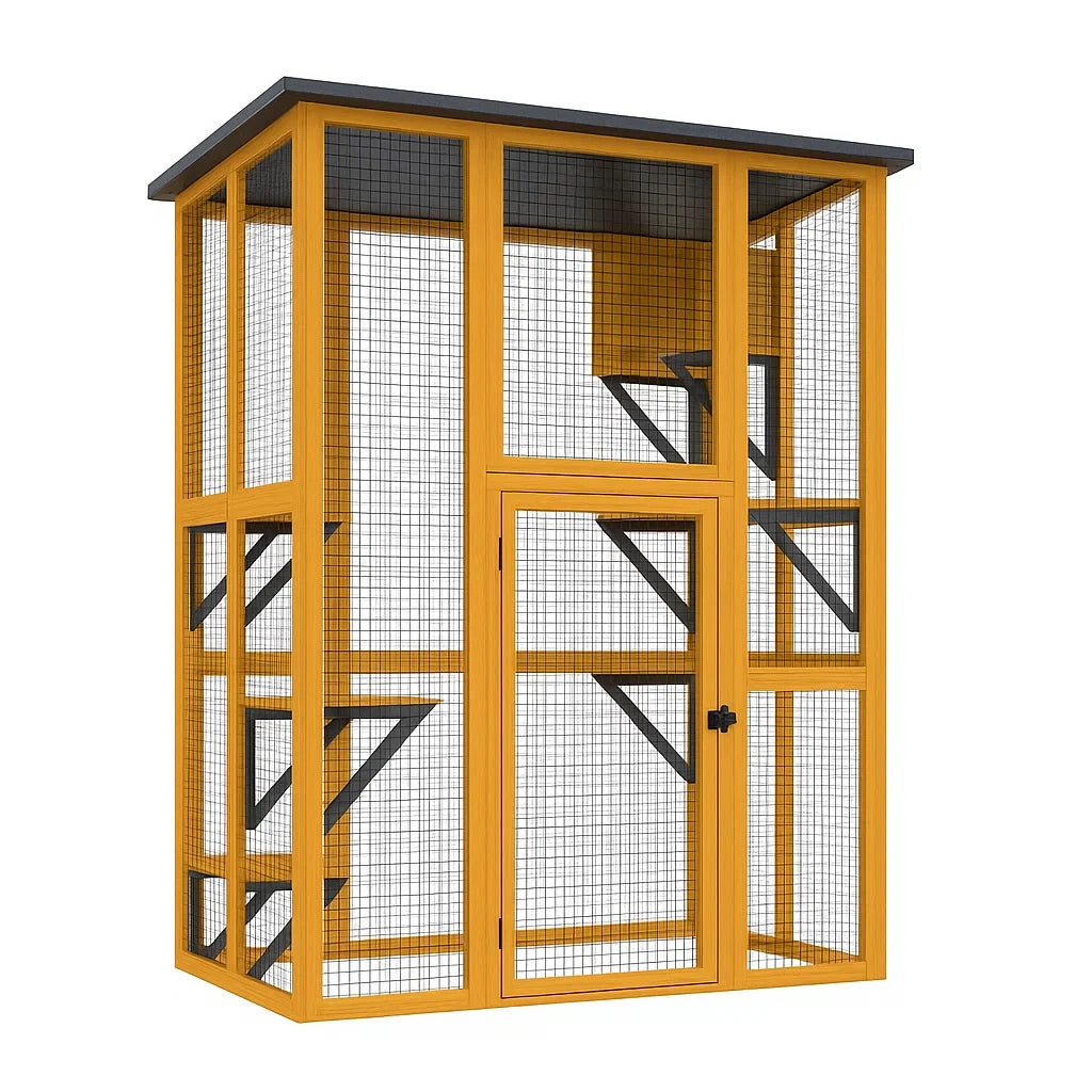 Großer Outdoor-Käfig aus Holz und Drahtgeflecht