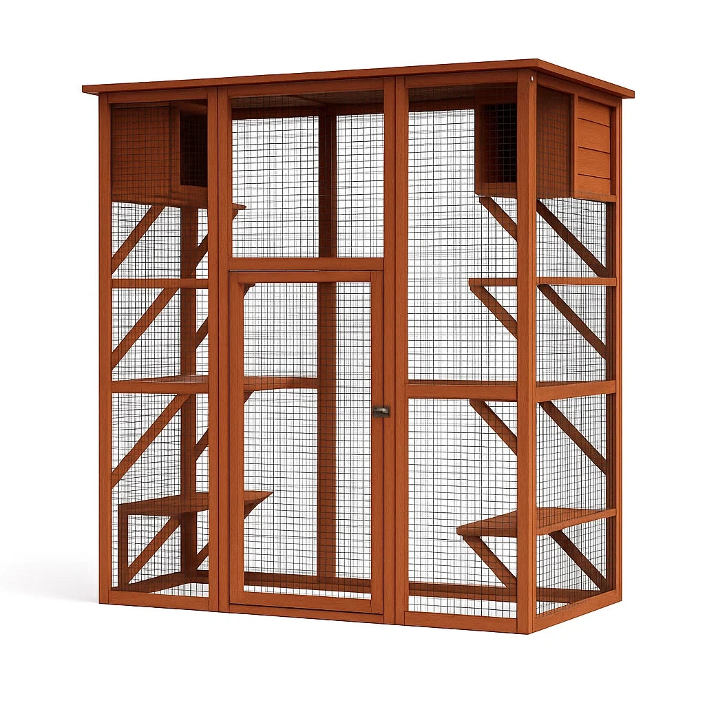 Großer Outdoor Katzenkäfig aus Holz und Metall