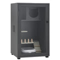 Katzenschrank Metall Schwarz mit Glastür und Innenregal