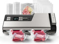 Mesliese Product Vacuüm Sealer Machine, 95kPa 140W Eenhand Operatie Voedsel Sealer, 2 Bag Rolls, 5 STKS Voorgesneden zakken, Dubbele Seal Strip