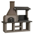Gartenkamin Pizzaofen mit Grill aus Beton in Dunkelgrau und Anthrazit