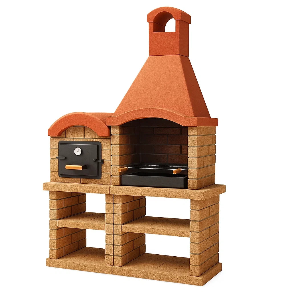 Stein Pizzabackofen und Grill mit Schornstein