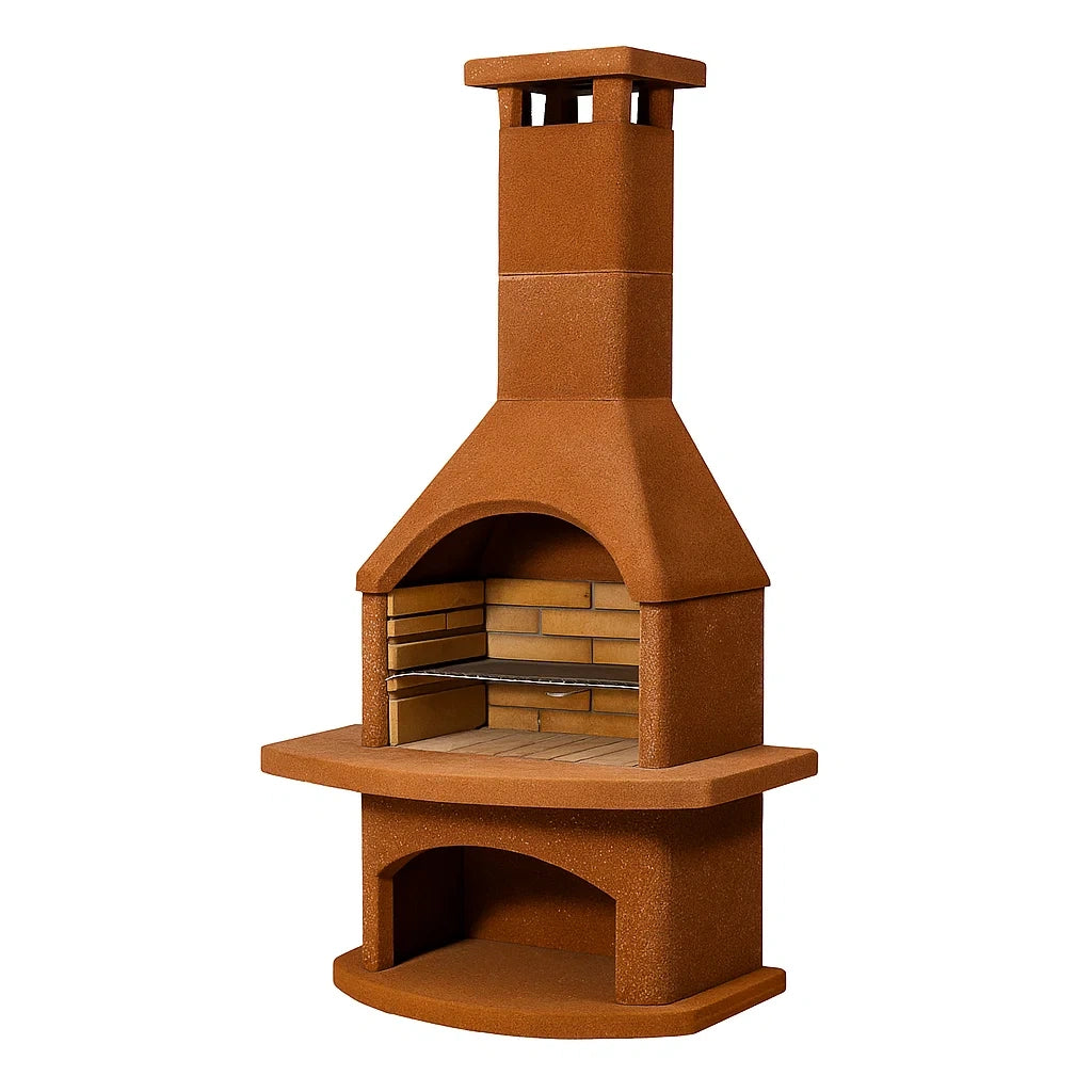 Betonkamin Terrakotta mit Grillrost