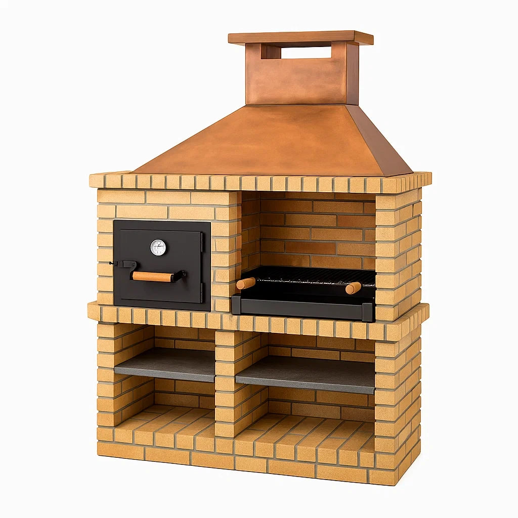 Ziegel Outdoor-Grillkamin mit Kupferhaube