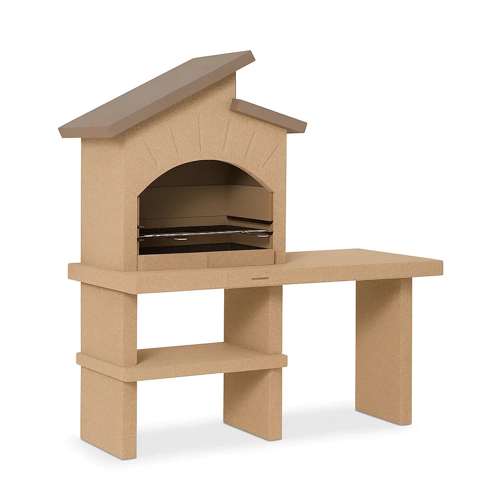 Beton Gartenkamin Grill Beige mit Ablage
