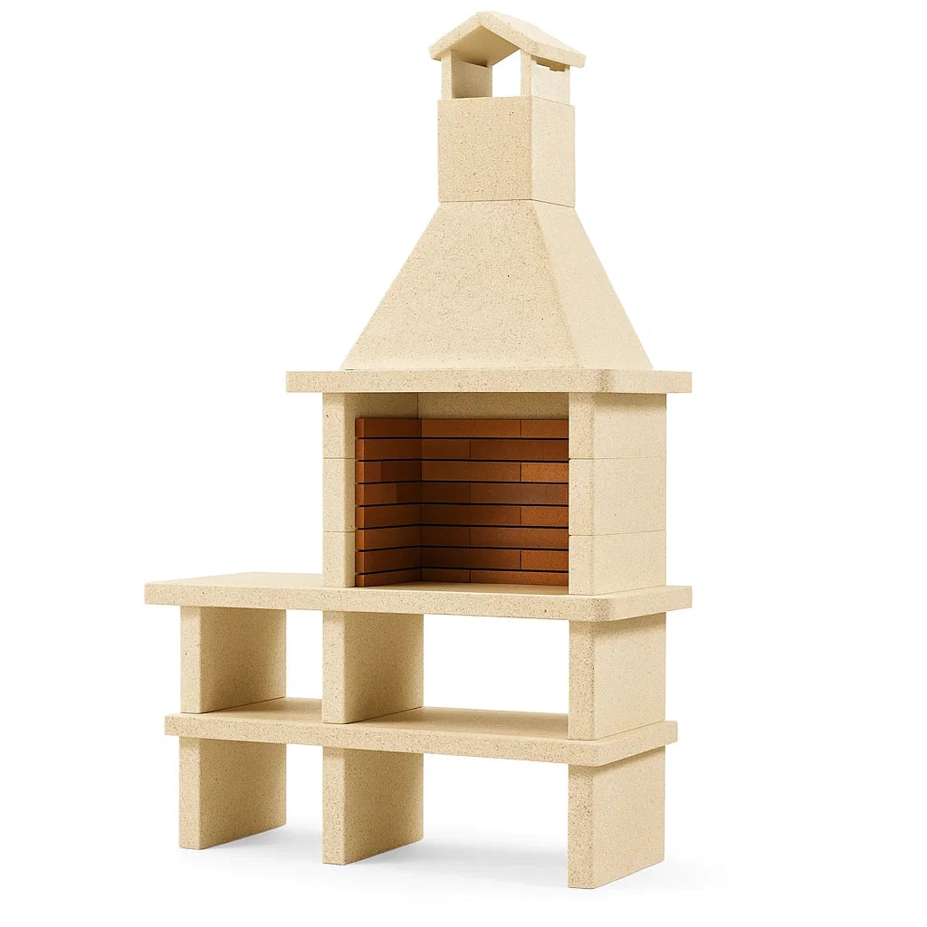 Gartenkamin aus Sandstein mit Backsteininnenraum 150x60x220 cm