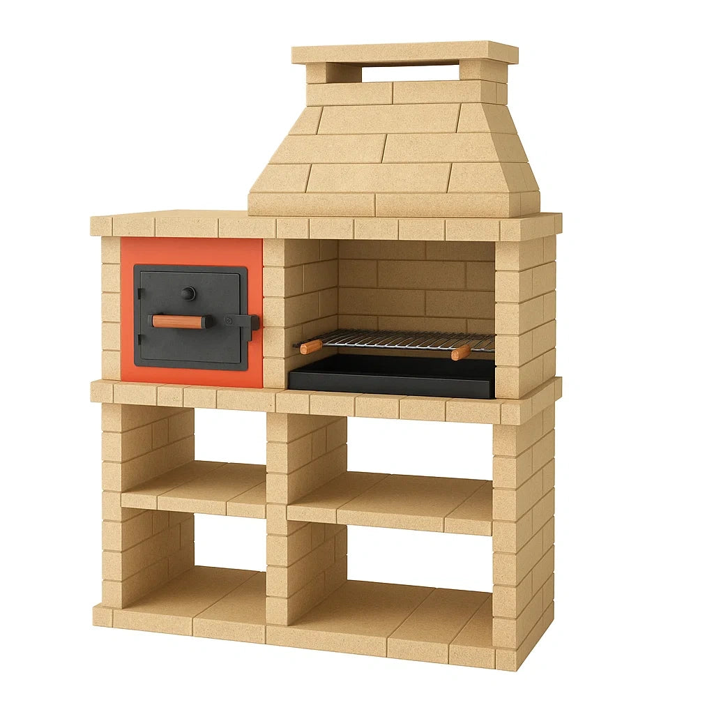 Klinkerstein Grill mit Ofenfach Beige