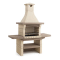 Beton-Gartenkamin mit Grillrost Beige 87x64x188 cm