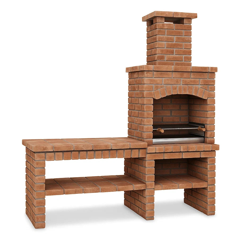 Gartenkamin aus Ziegelstein mit Grillrost