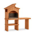 Grillkamin aus feuerfestem Beton mit Seitentisch in Terracotta