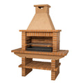 Ziegel-Gartengrillkamin Braun mit Edelstahl-Grillrost 150x60x210cm