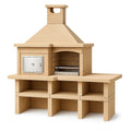 Gartenkamin Grillofen aus Beton mit Edelstahl Beige