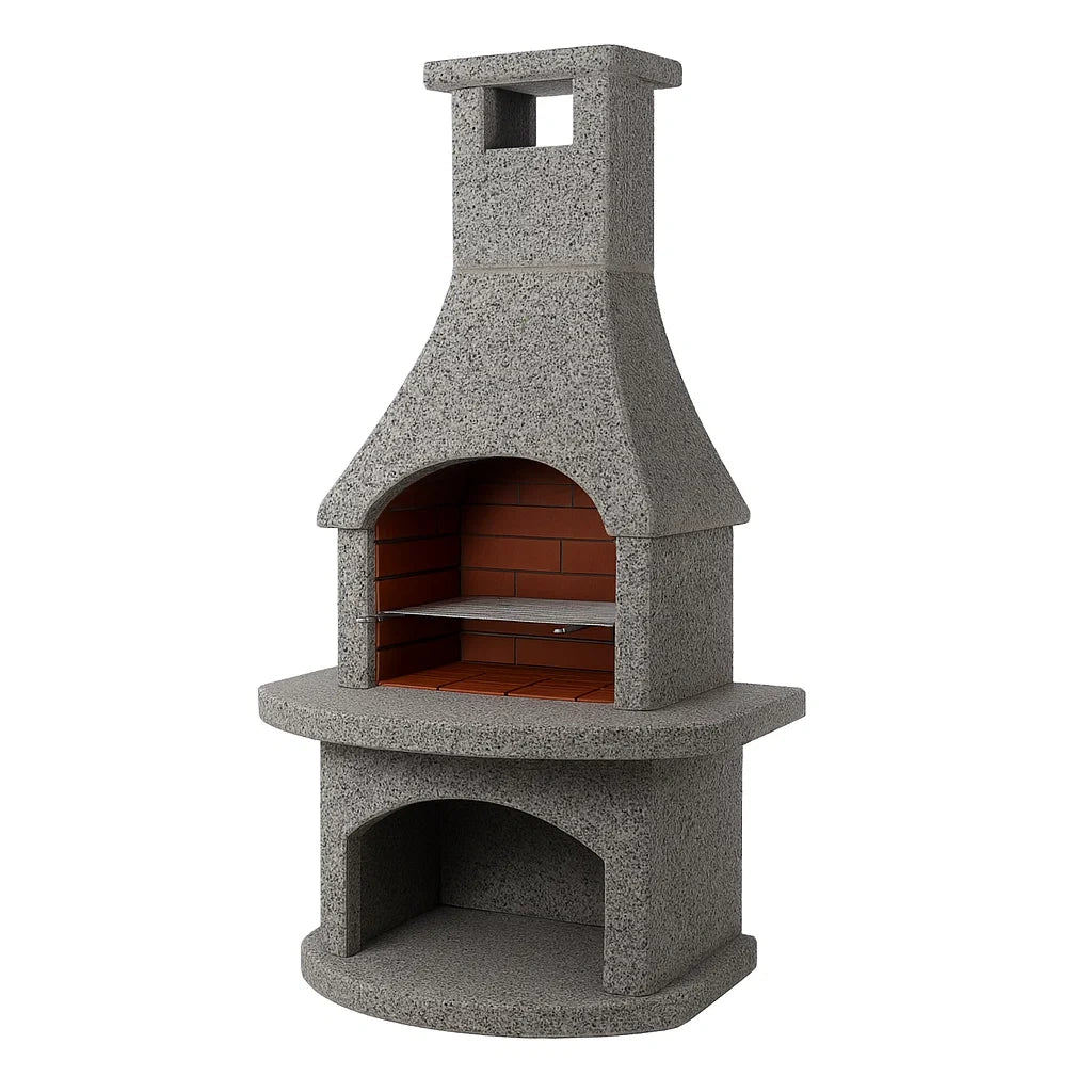 Grillkamin aus Beton mit Schornstein, 200 cm