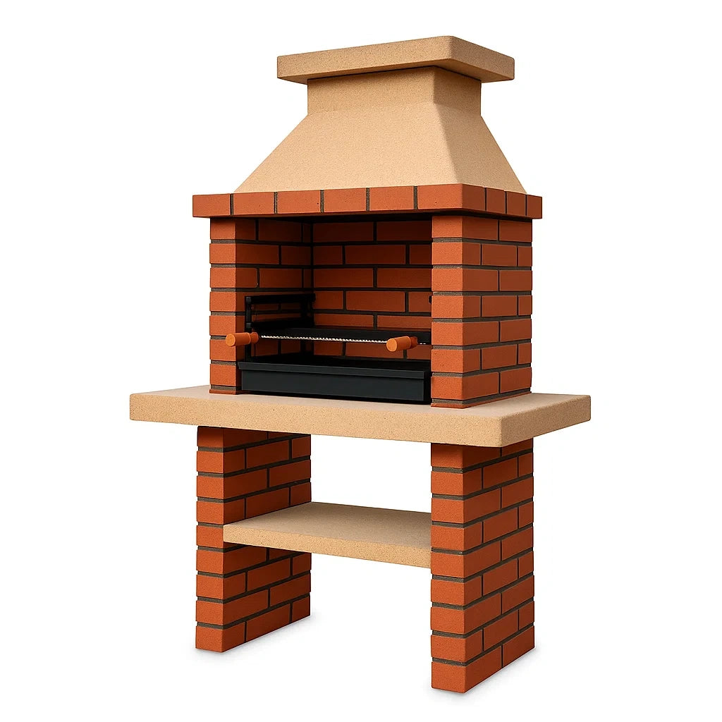 Grillkamin aus Ziegelstein und Beton, 150 cm hoch