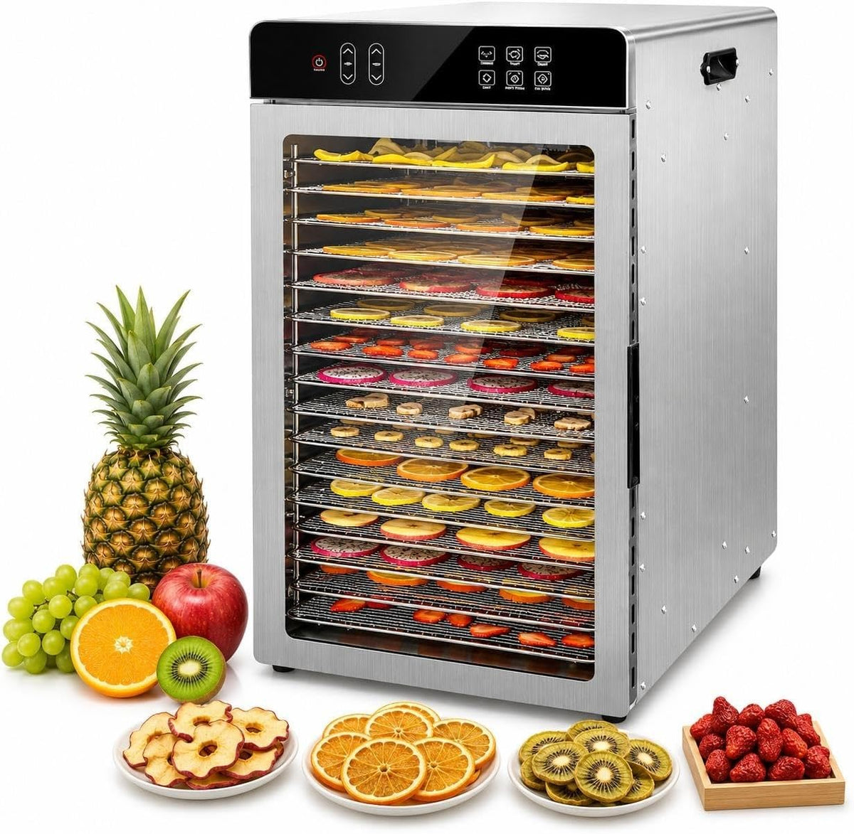 Zlxhffh Voedseldroger, 30–90°C Fruitdroger, met Digitale Touchbediening en 24H Timer