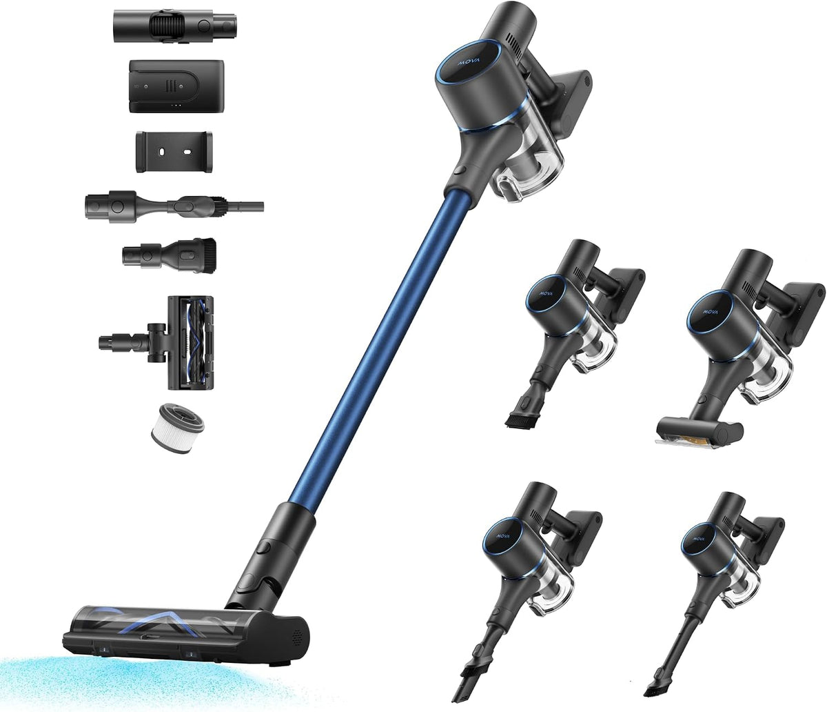 MOVA Steelstofzuiger S4 Detect Cordless Stick stofzuiger, maximum 91-minute runtime, anti-tangle, LED display, multi-surface brush, carpets, pets