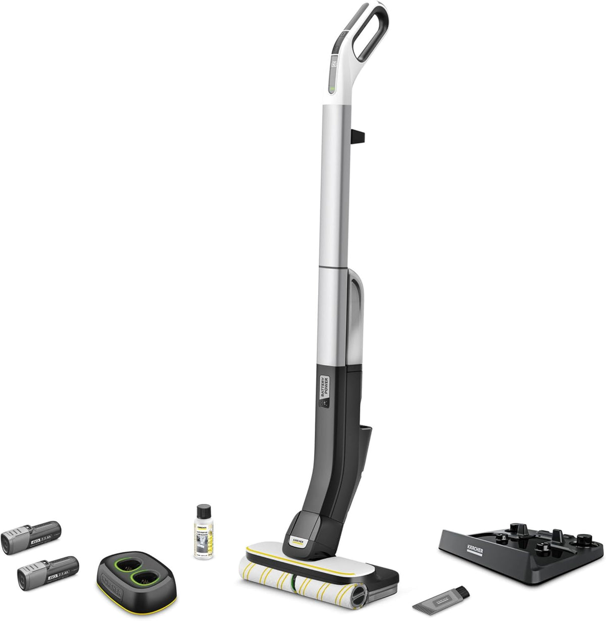 Steelstofzuiger Kärcher FC 4-4 Floor Cleaner Battery Set, accuduur: 30 min, met 2 roterende microvezelrollen, oppervlakte per accu 90 m2