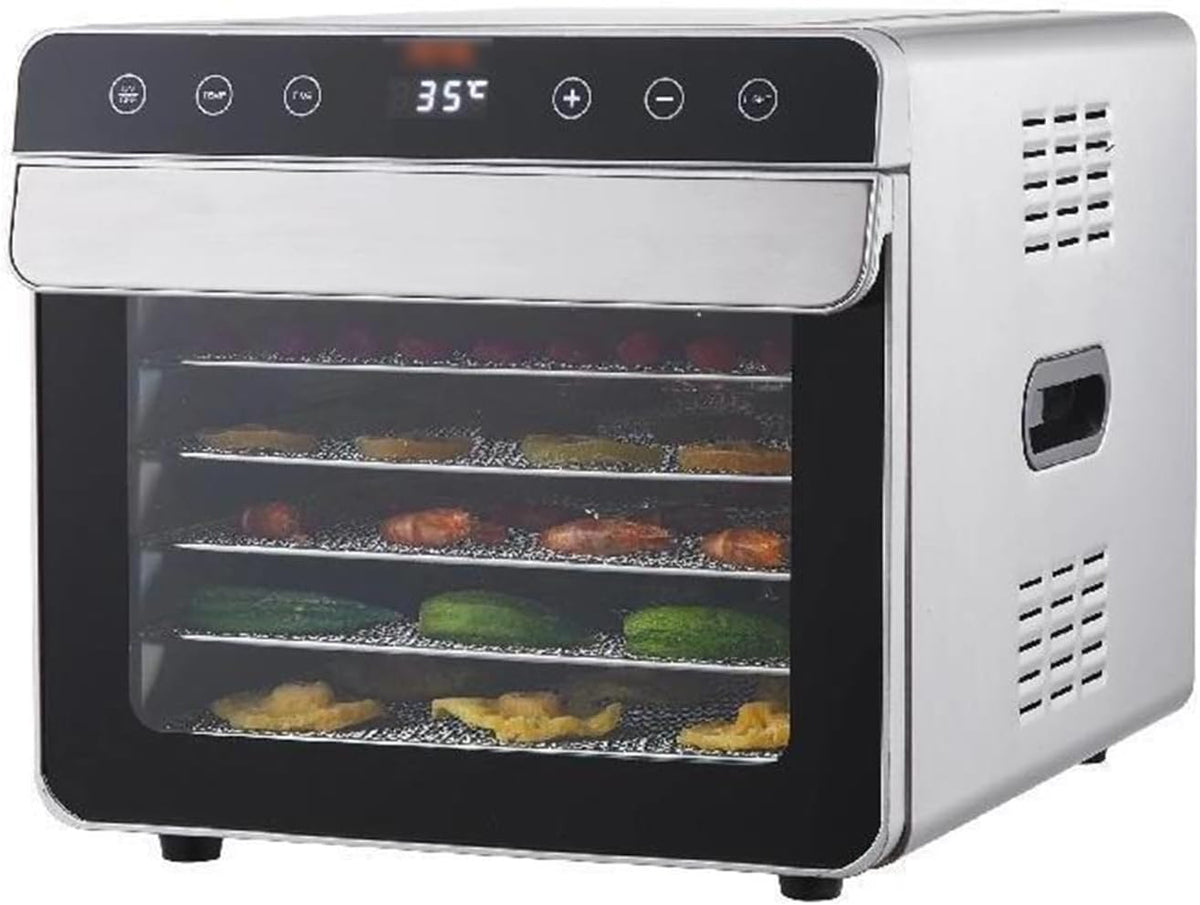 Dtacbneuz Voedseldroger 6 dienbladen Machine 700W roestvrijstalen elektrische, met digitale instelbare timer en temperatuur