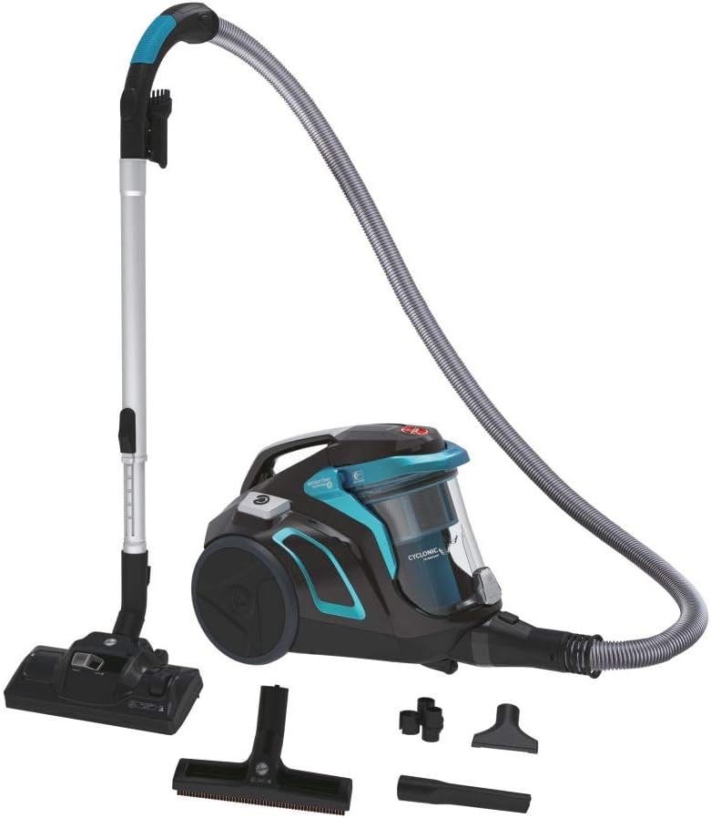 Stofzuiger Hoover HP710PAR Zakloze, 850 W, kleur 851 W, 68 dBA, 68 decibel, met HEPA-filter, blauw Luxor, speciaal, voor parketvloeren, kunststof