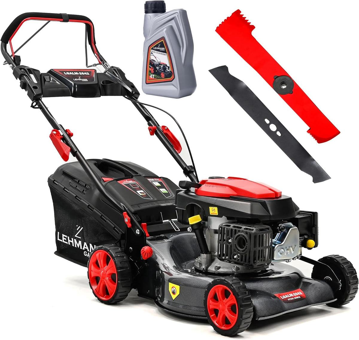 Lehmann Elektrische maaier Lgalm-2642 Benzinegrasmaaier, 2,6 kW, 42 cm maaibreedte, 5-traps maaihoogteverstelling 25-70 mm, 146 cm3, handgreep