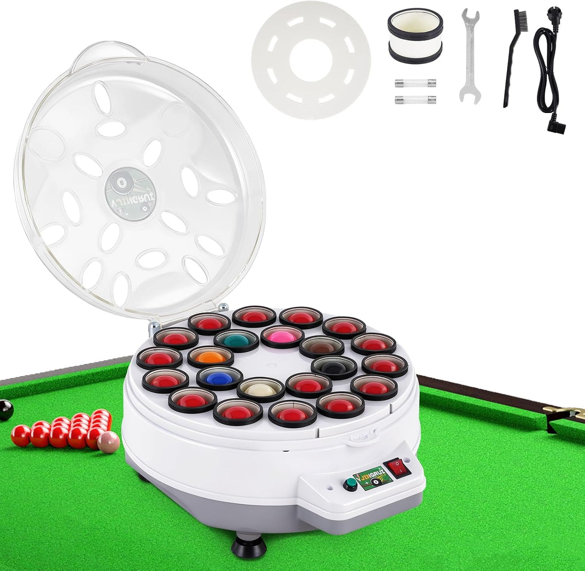 Yjingrui Accessoires Automatische biljartballenreiniger, 180 W, 22 ballen (52,5 mm)