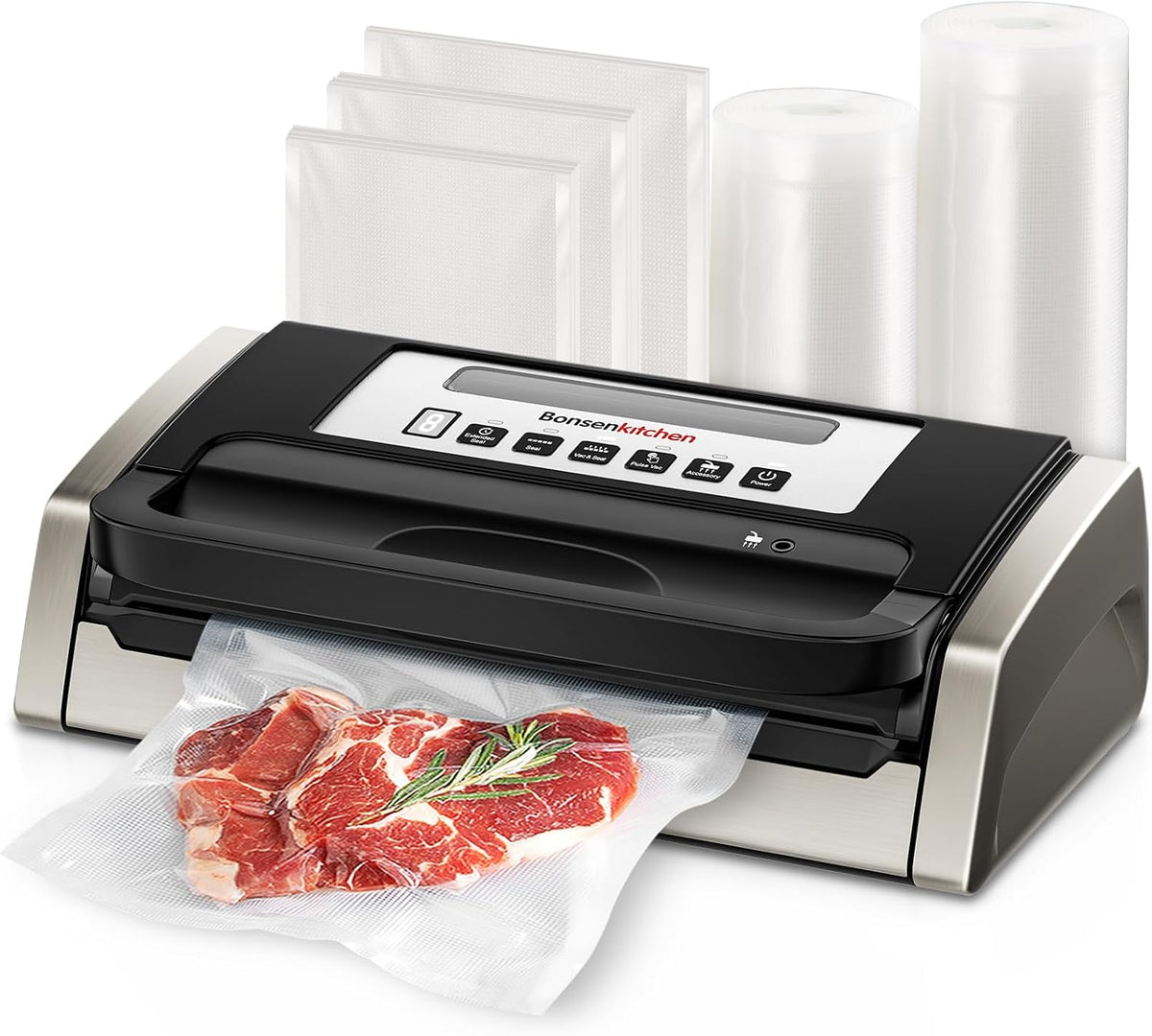 Bonsenkitchen Vacuümsealer Vacuümmachine, 15 l/min hoge prestaties, testwinnaar zeer goed, duurzaamheidscertificering, design