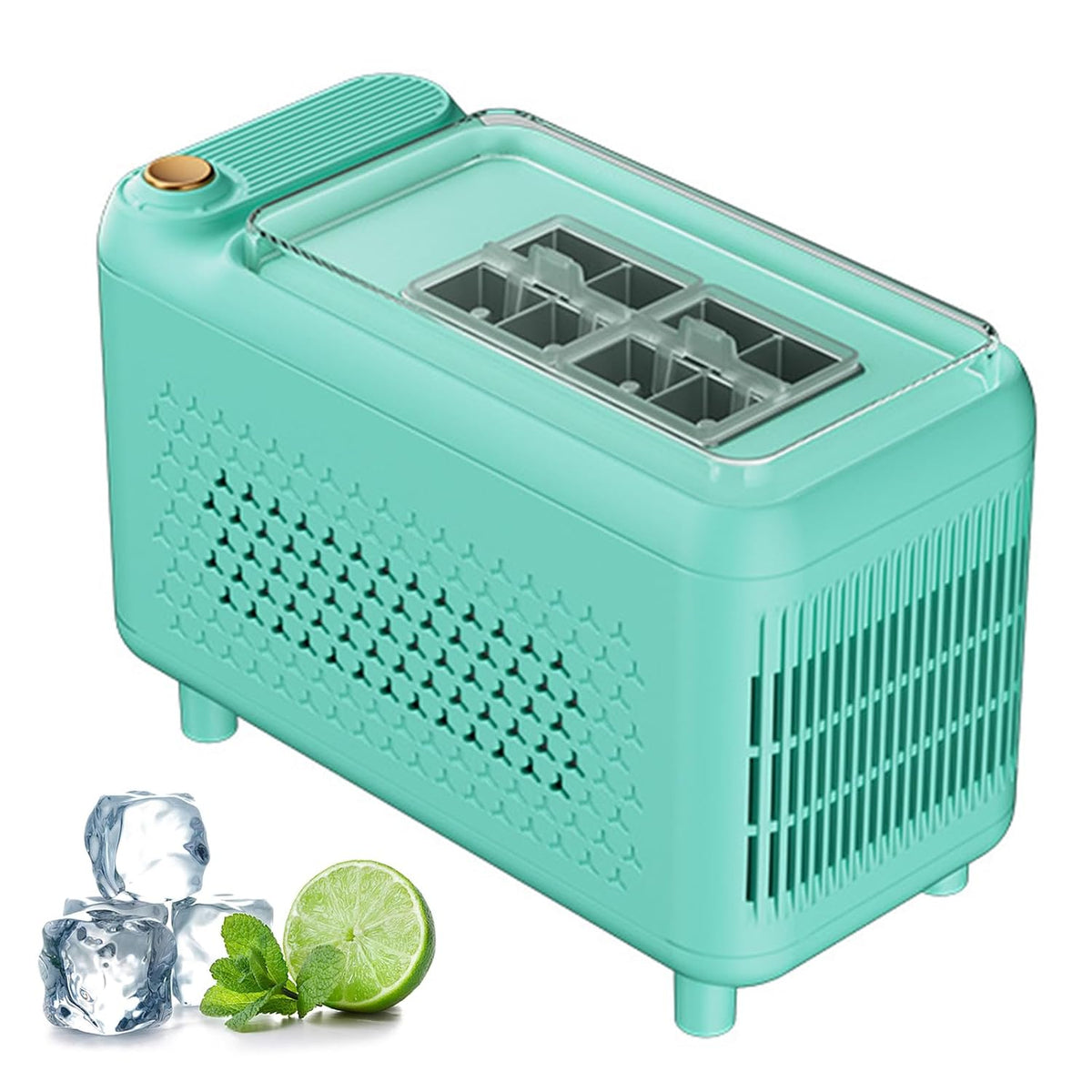 Ijsmachine Desktop Kleine, 120W Draagbare Ijsmachine Op Aanrecht, Met 8 Blokjes en Ijsverplaatsingshendel, Start/stop, Met Één Knop, Voor Kantoor
