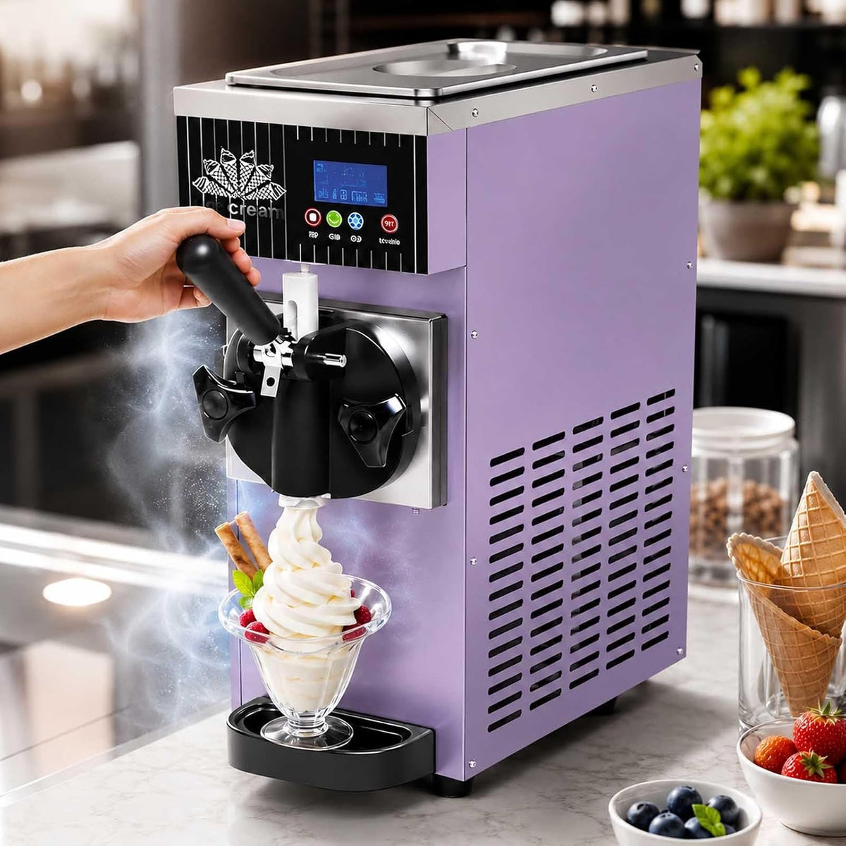 Ijsmachine aallwwsso Compacte Commerciële, Met Snelvriezen En Reiniging Purple