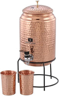 Shankar & SONS Waterdispenser 5 liter koperen, met standaard en 2 glazen