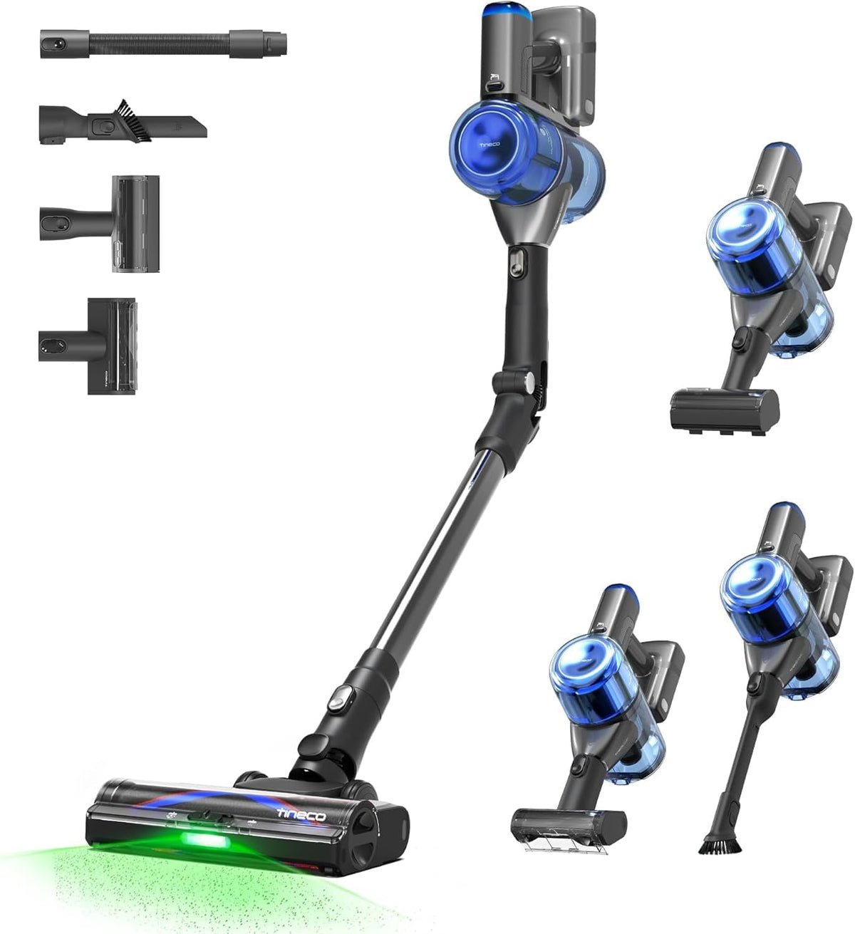 Tineco Steelstofzuiger Pure One S70 draadloze stofzuiger, krachtige zuigkracht van 200 AW, verbeterd 3DSense Pro reinigingssysteem