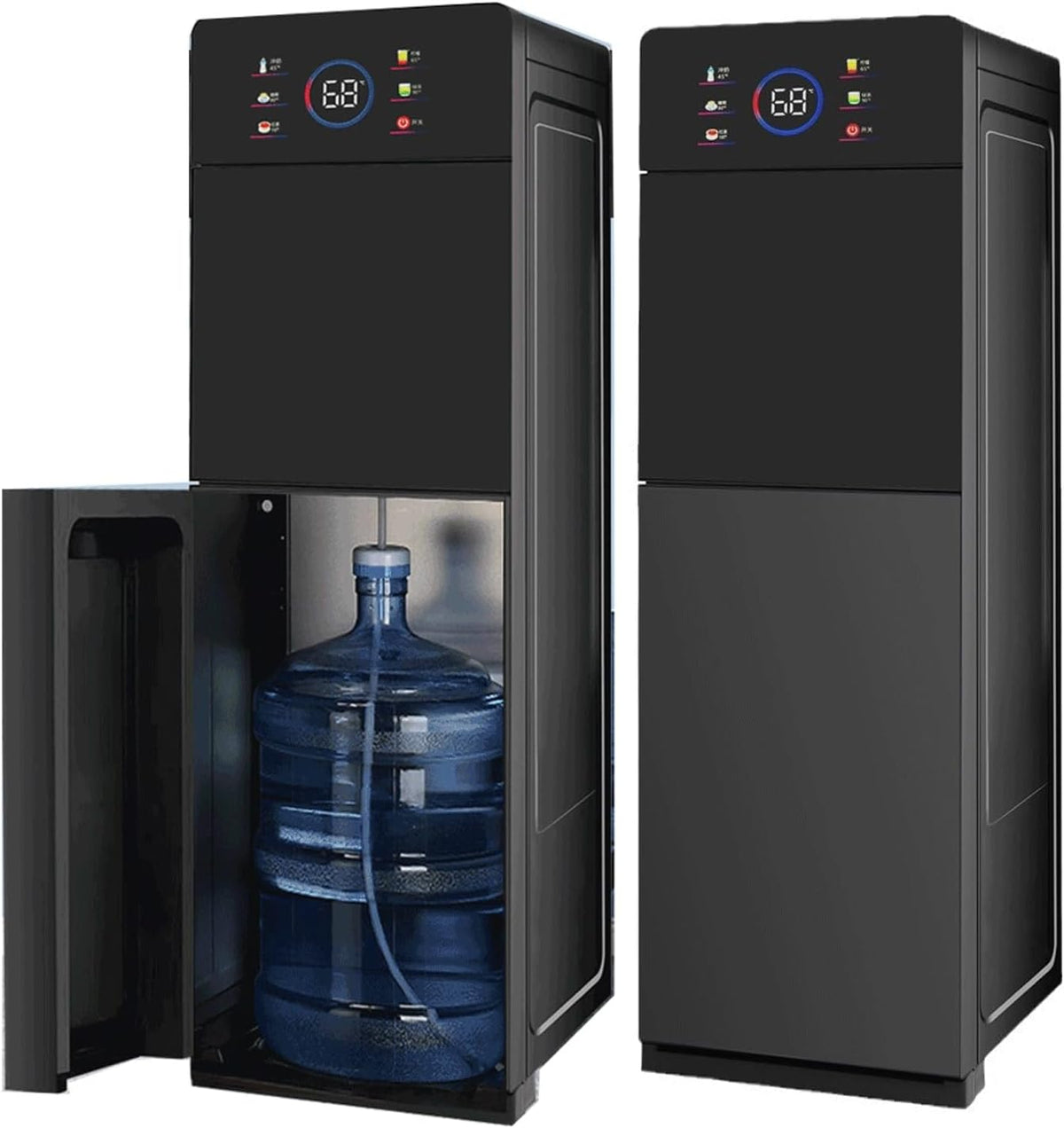 Jbknan Waterdispenser, 5-snelheden Watertemperatuursensor, modern Zwart Ontwerp, Met Bodemvulling, Warm/koud Waterkoelers, voor Woonkamers