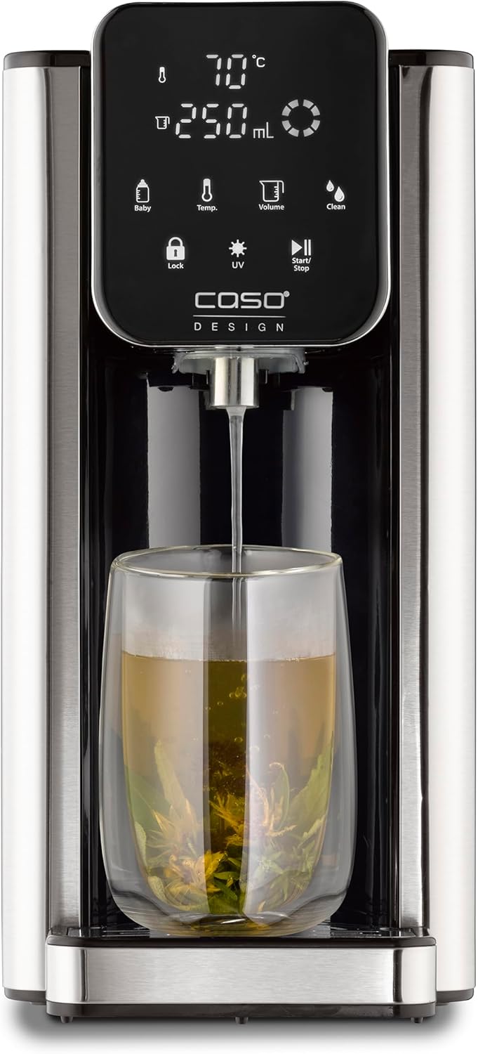 Caso Waterdispenser HW 666 Inox UV Warmwaterdispenser, 40-100 °C, 2600 watt, 2,7 liter, met UV-technologie, hygiënische waterreiniging, met