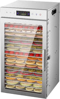 Naturalpowev Voedseldroger Commerciële, digitale timer en temperatuurregeling, roestvrijstalen trays, gedroogde vleesdroger, met grote droogruimte