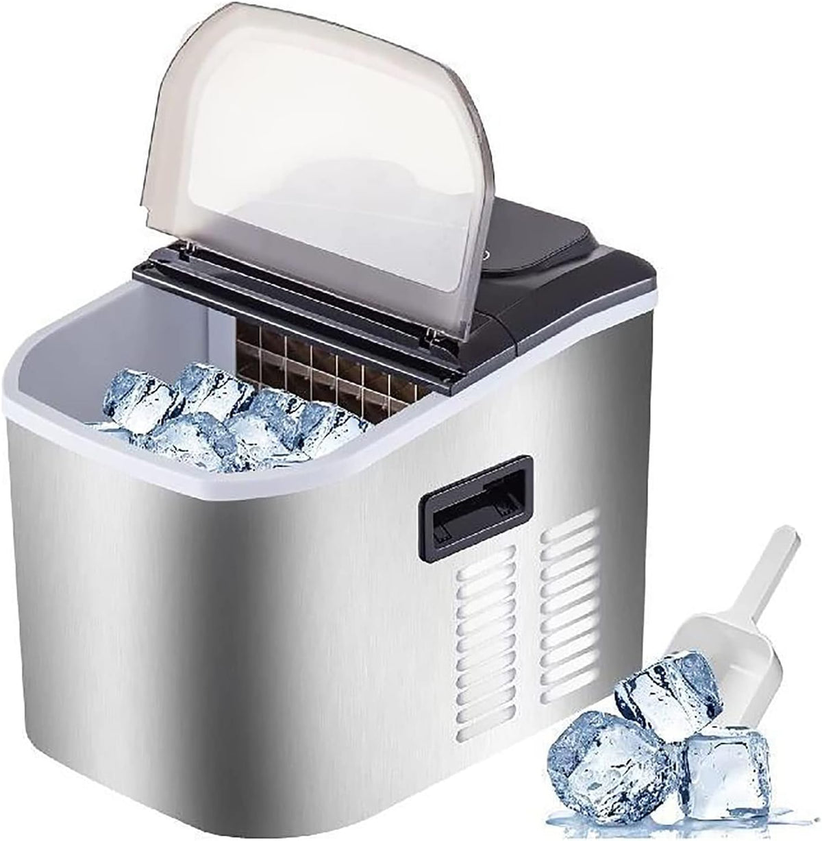 Faxioawa Ijsmachine Aanrechtblad, 18 kg in 24 uur, elektrische ijsmachine en compacte drinkbare ijsmachine 9 blokjes Klaar in 8 minuten