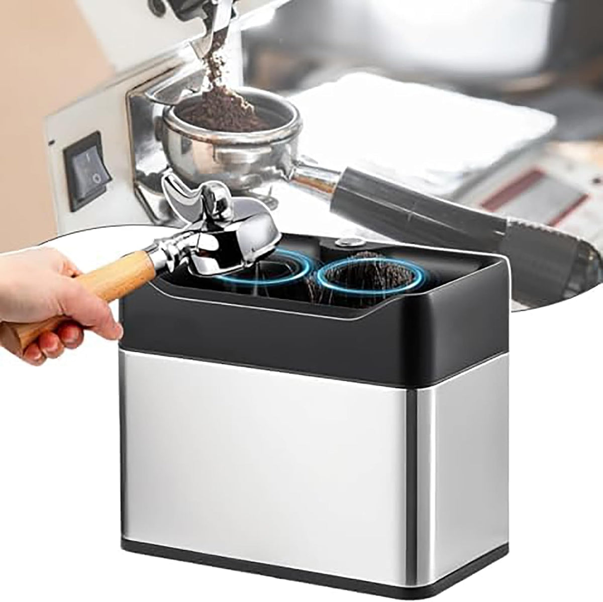 Espressomachine Elektrische koffieportafilter reinigingsmachine, met 51 mm en 58 mm espressohandgrepen, compatibel, volautomatisch