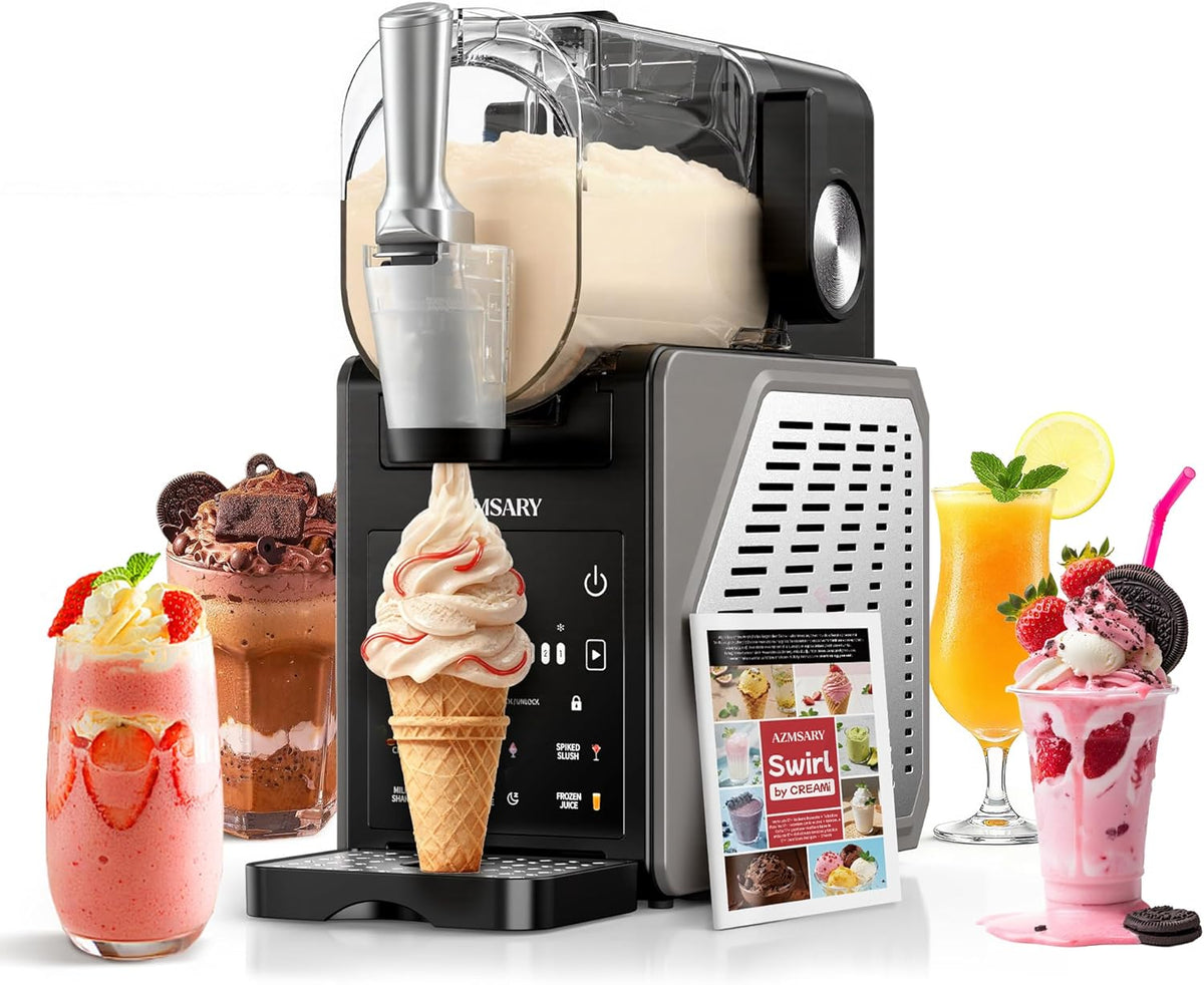Azmsary Ijsmachine Slush-machine, 2,5 liter ijsmachine en slushie machine, 6 vooraf ingestelde programma's, voor thuis, met led-display, voor ijs