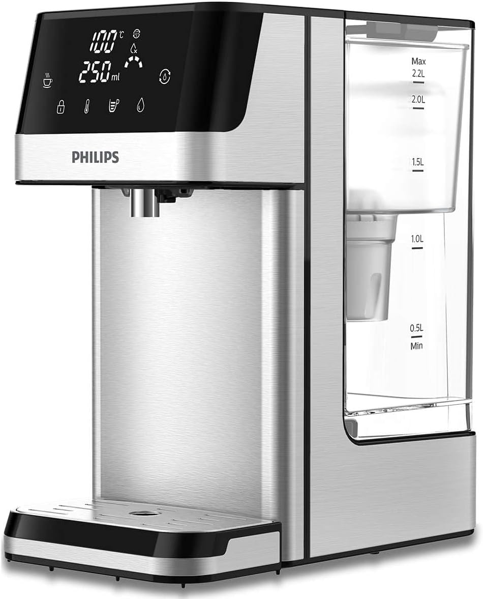 Waterdispenser Philips Waterstation, inhoud 2,2 liter, 6 temperatuurvoorinstellingen, voor gefilterd heet water, touchscreen