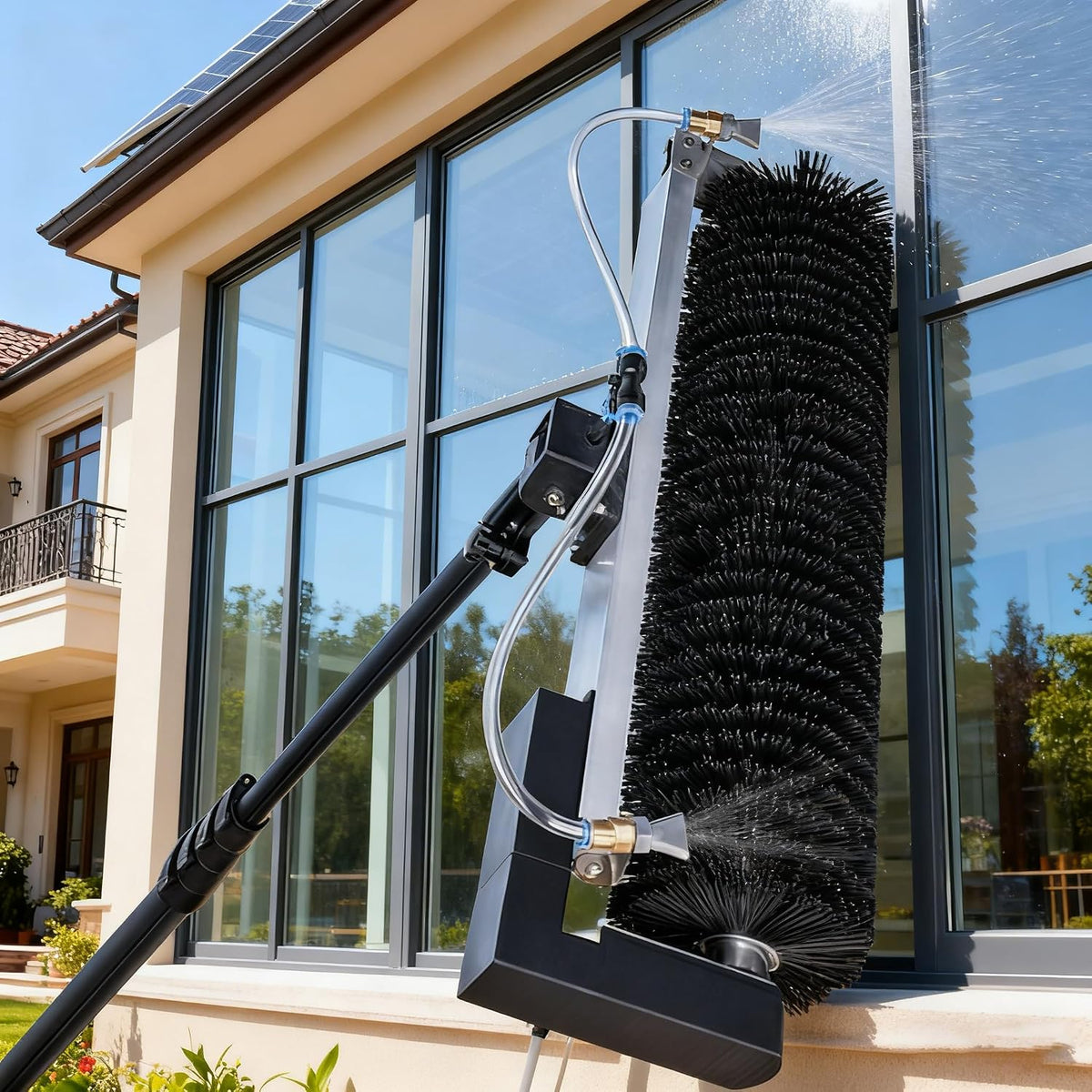 Hcauynn Raamreiniger Reinigingsgereedschap, 60 cm rolborstelkop, 7,5 m reinigingsmachine, voor elektrische zonnepanelen